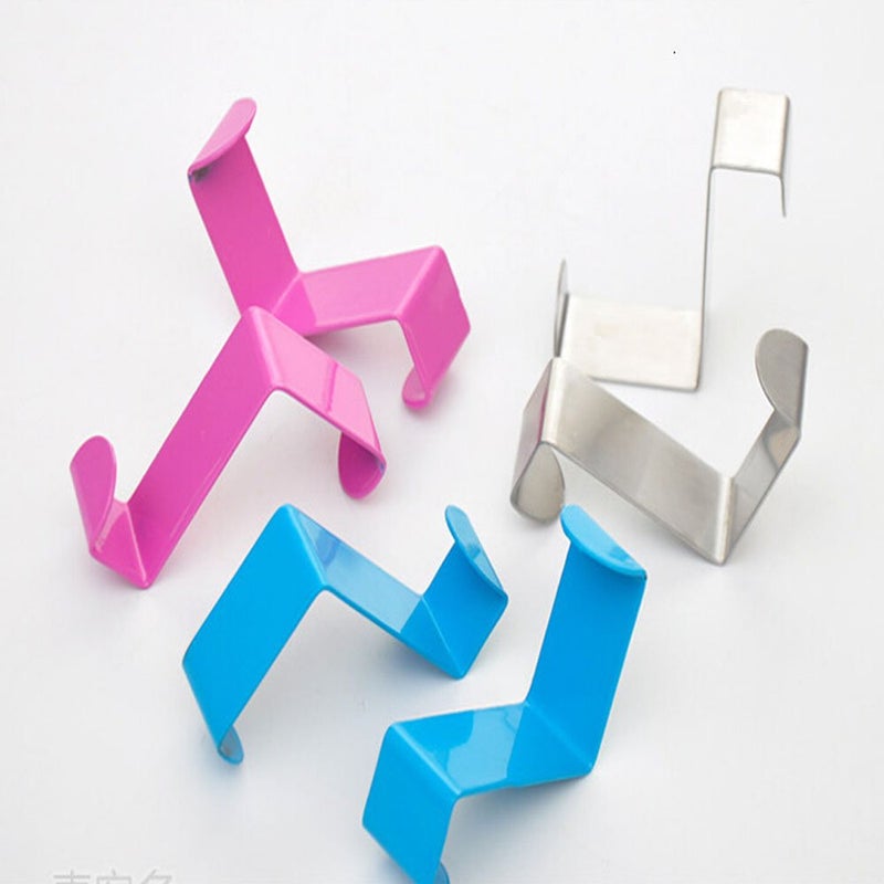 yueton Door Hooks, Stainless Steel Bathroom Kitchen Cabinet Reversible Over Door Hook Clothes Towels Swim Shirts Bag Hanger Holder,4 Pieces or 2 Pair Randomly Color Sent Fit 3/4" or 1-1/2" Thickness - Image 4